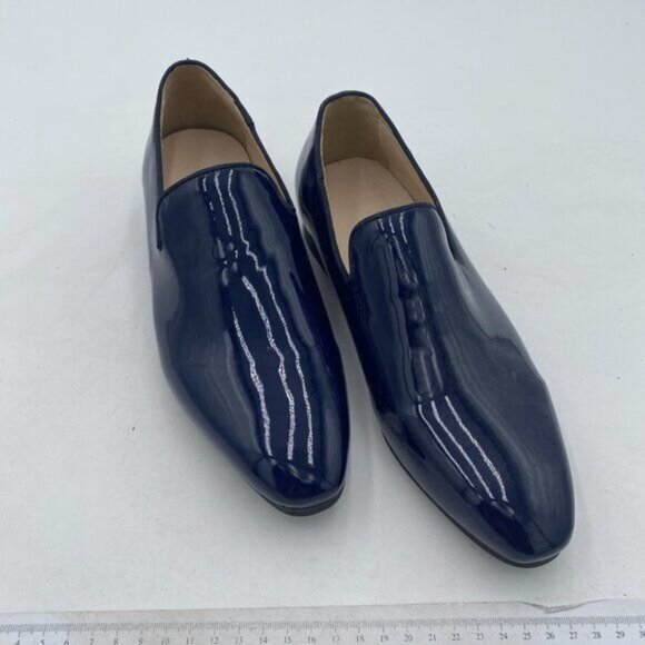 FSJ Men's Shiny Patent Leather Slip-On Loafers Closed Toe Side V-Cut Flats Comfo - Picture 4 of 8